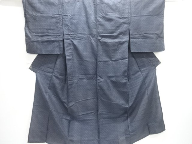 JAPANESE KIMONO / ANTIQUE HITOE KIMONO / SILK / TSUMUGI / WOVEN ABSTRACT PATTERN